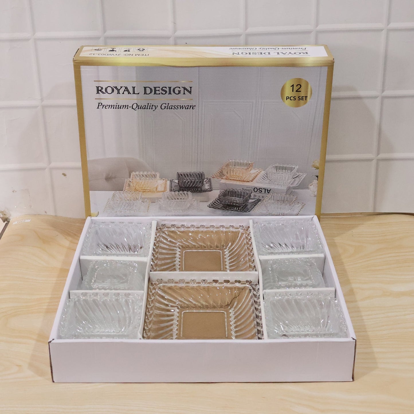 Royal Premium Glassware Serving Plate and Bowl (12 Pc Set)