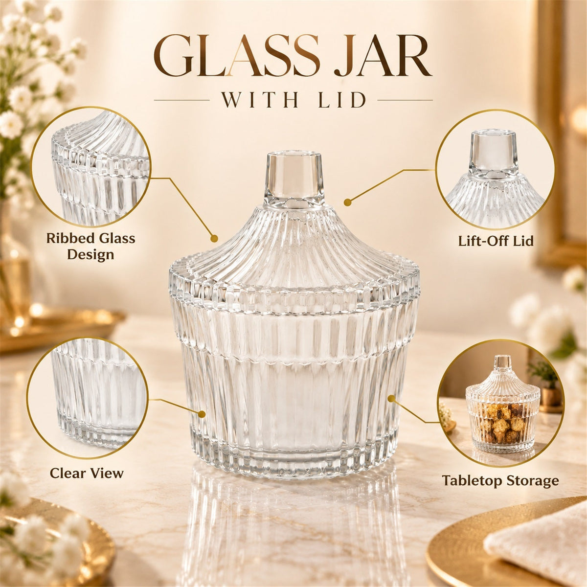 Candy storage jar white bg