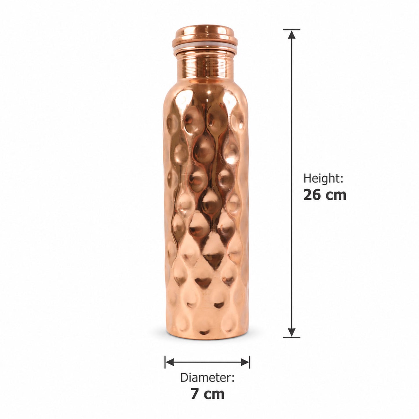 Diamond Cut Copper Water Bottle 2 Glasses with Gift Box (3 Pcs Set)
