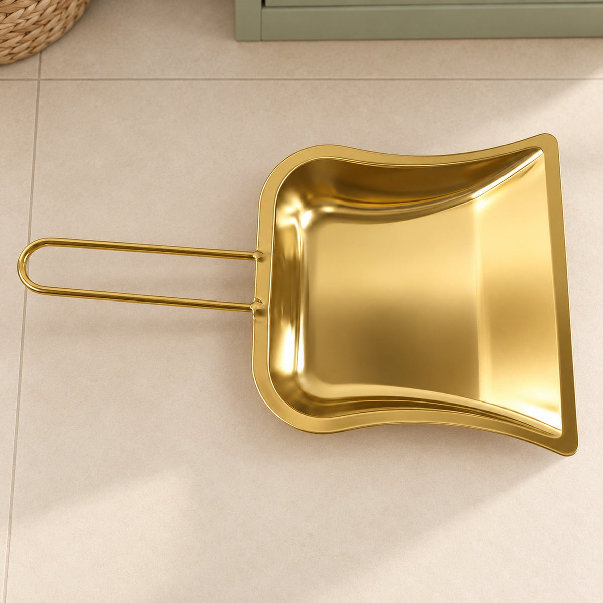 Golden dustpan white bg