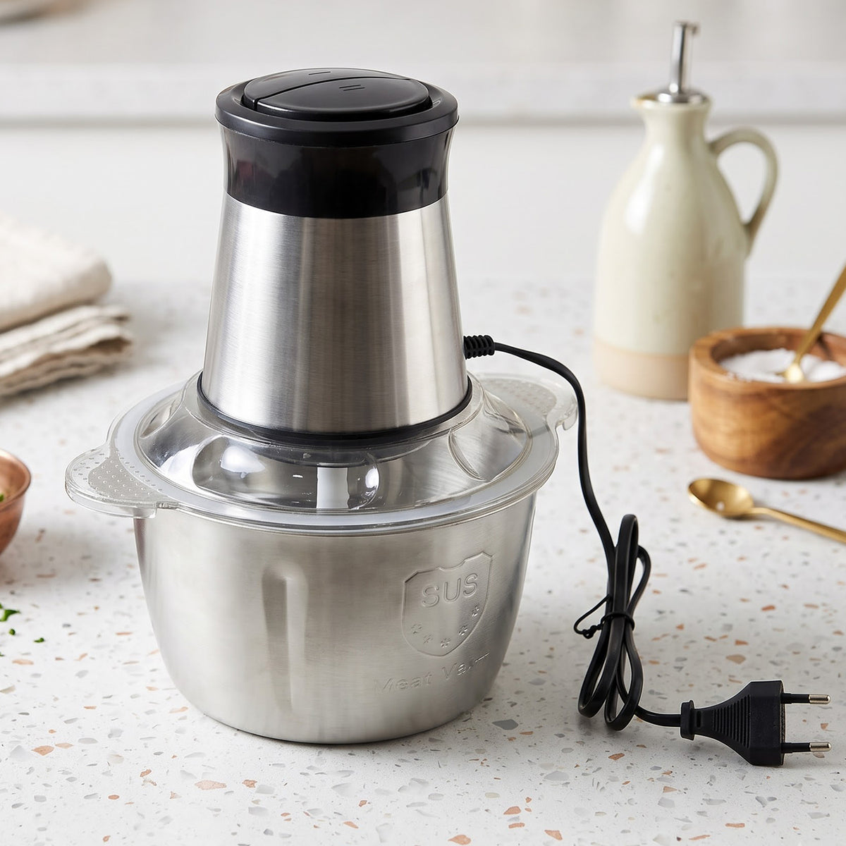 Electric SS Food Processor 2 Litre Vegetable Chopper & Mixer Grinder