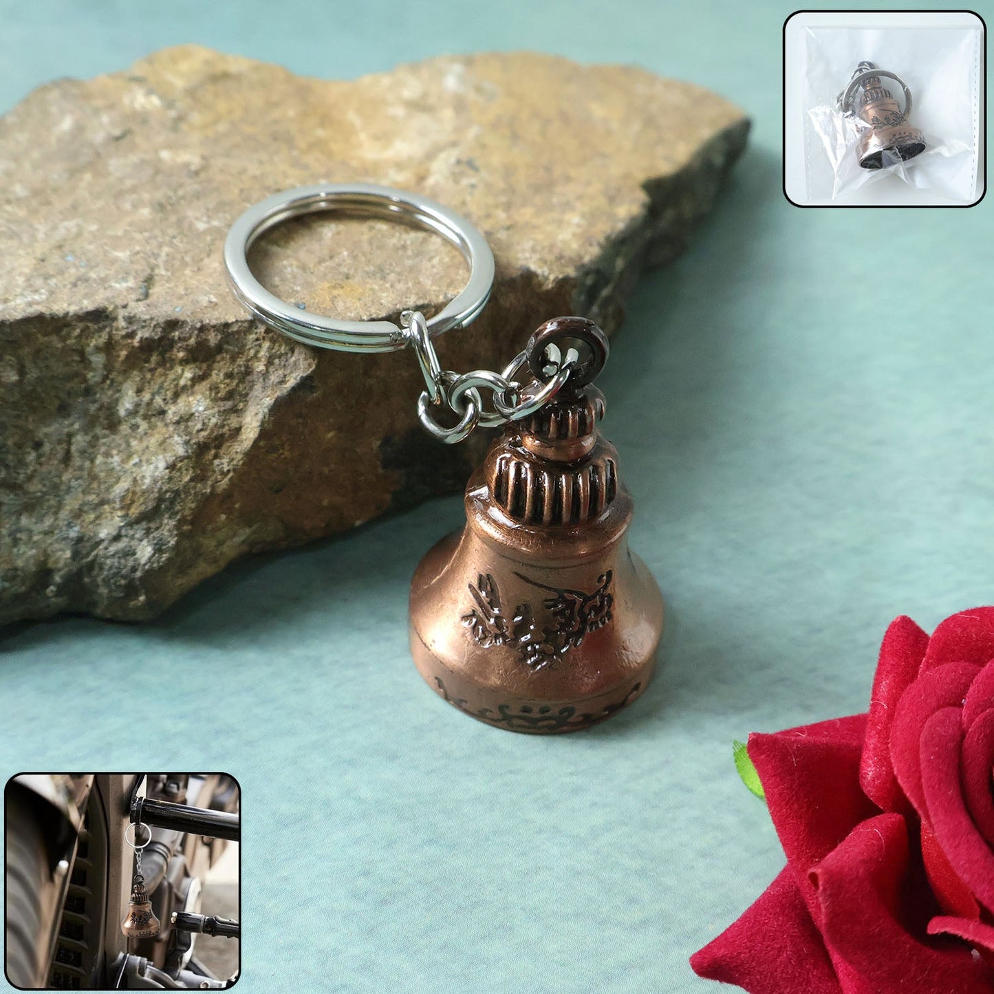 Bell Shape Mini Metal Keychain (1 Pc)