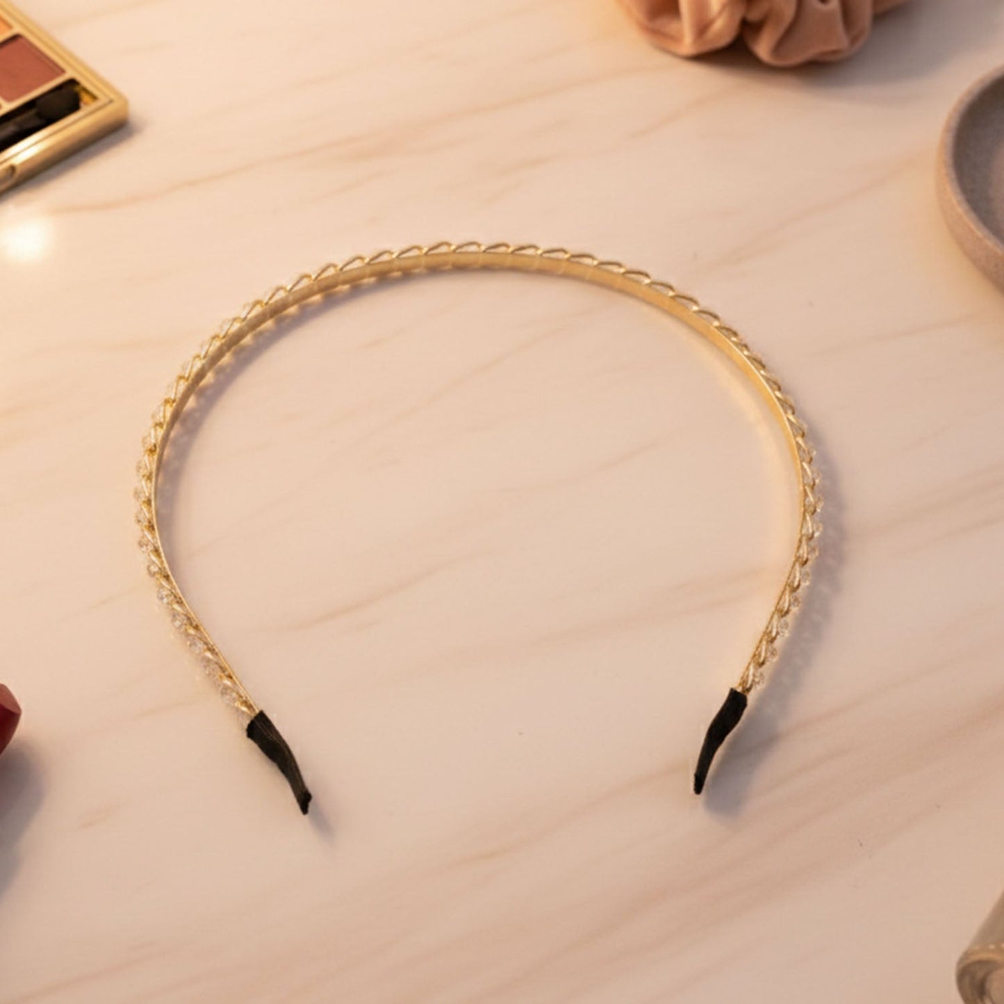 Elegant Crystal Studded Metal Hair Band (1 Pc)