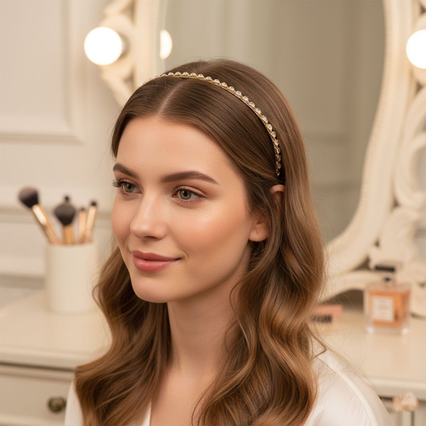 Elegant Crystal Studded Metal Hair Band (1 Pc)