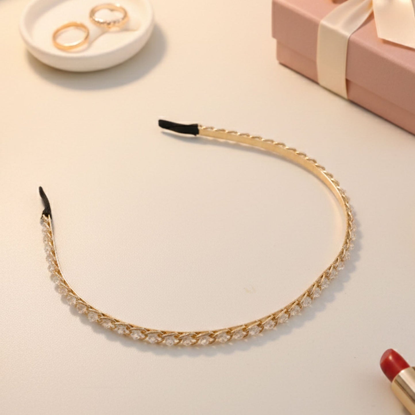 Elegant Crystal Studded Metal Hair Band (1 Pc)