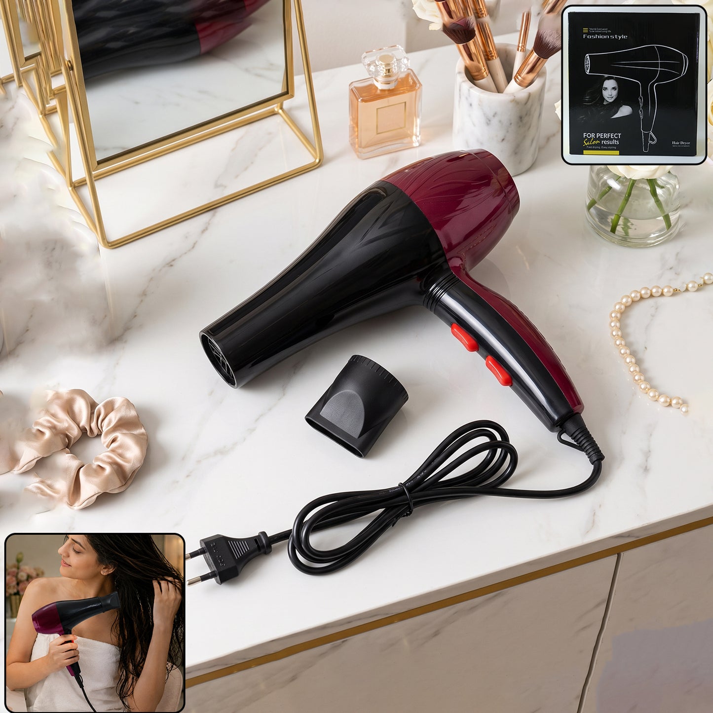Professional High Power Multi Purpose Hair Dryer Salon (220V,50-60Hz / 1 Pc)