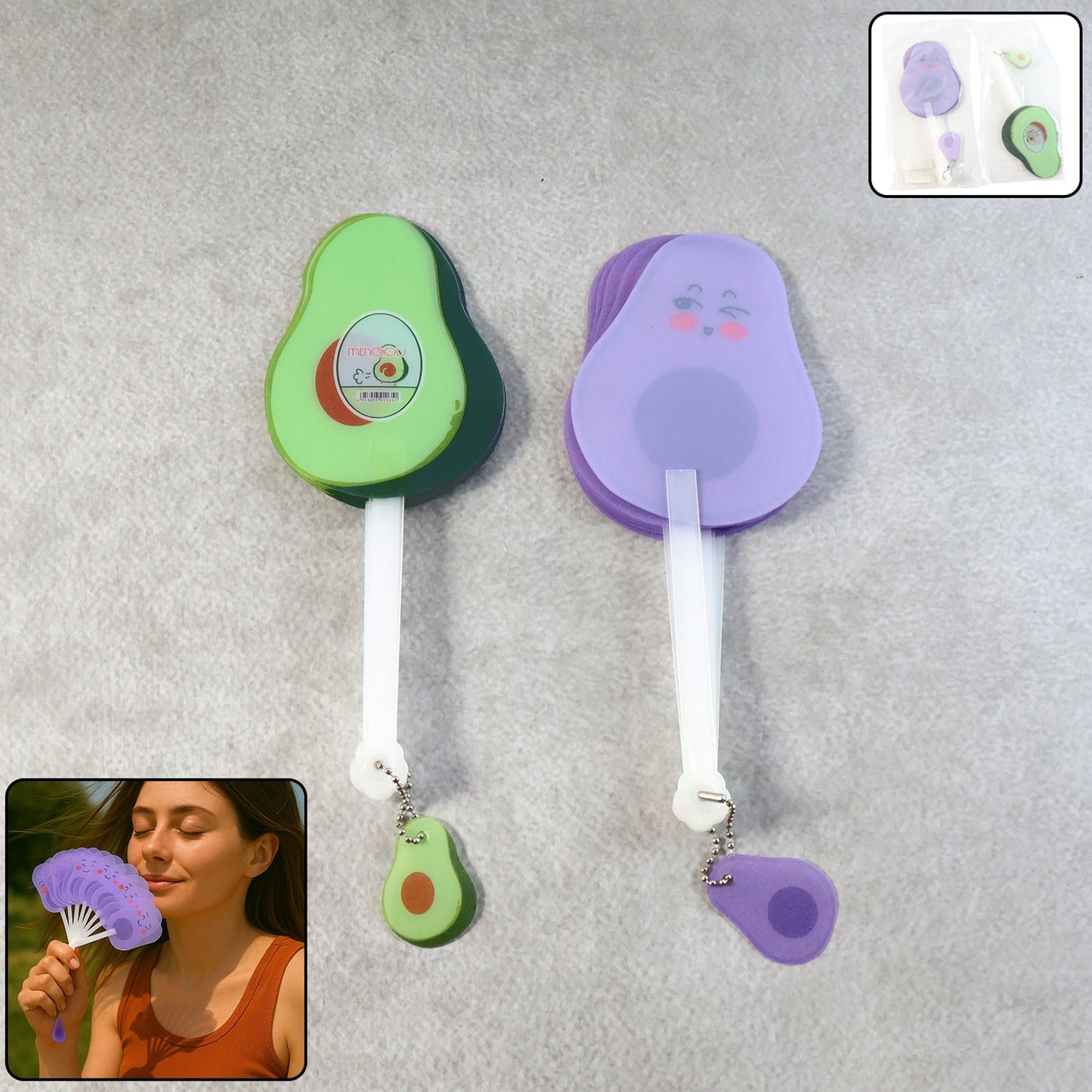 Foldable Pocket Fan with Keychain (1 Pc)