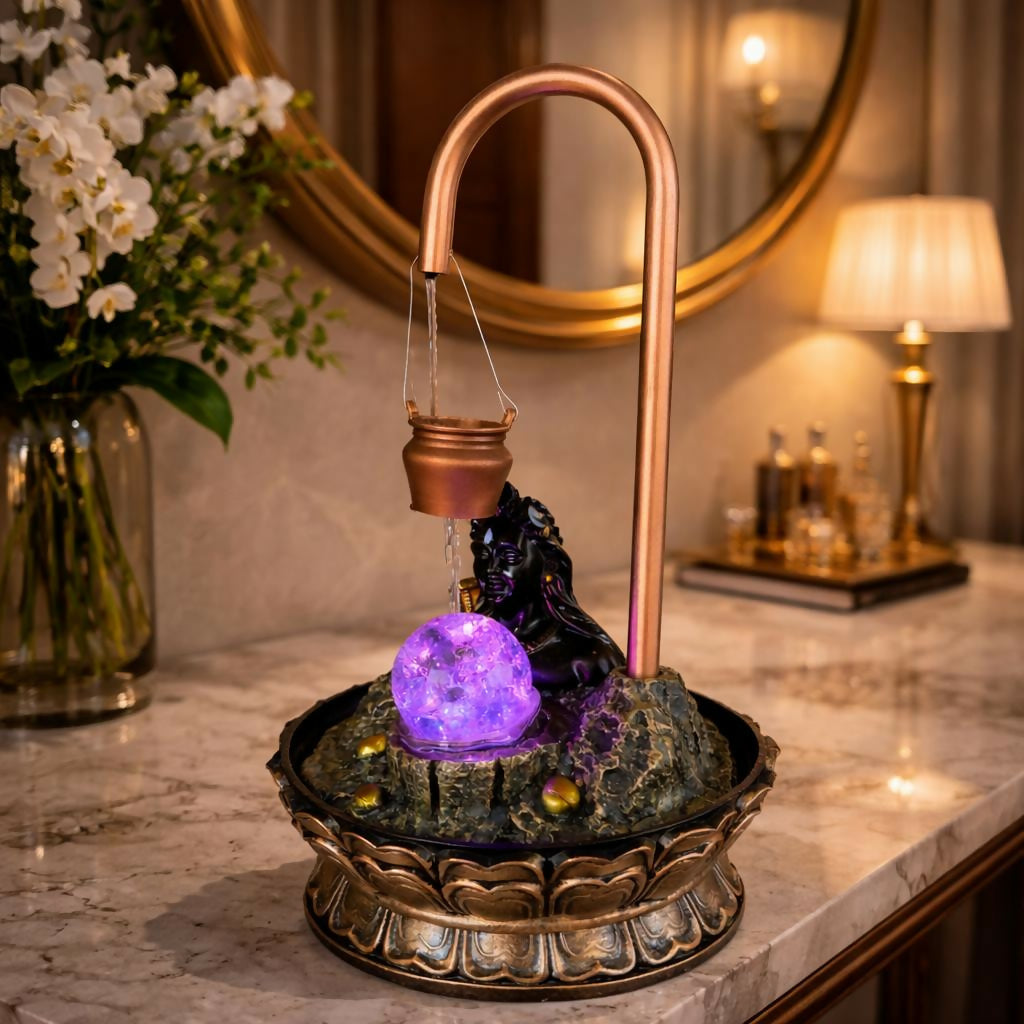 Lord Shiva LED Tabletop Water Fountain for Home Temple