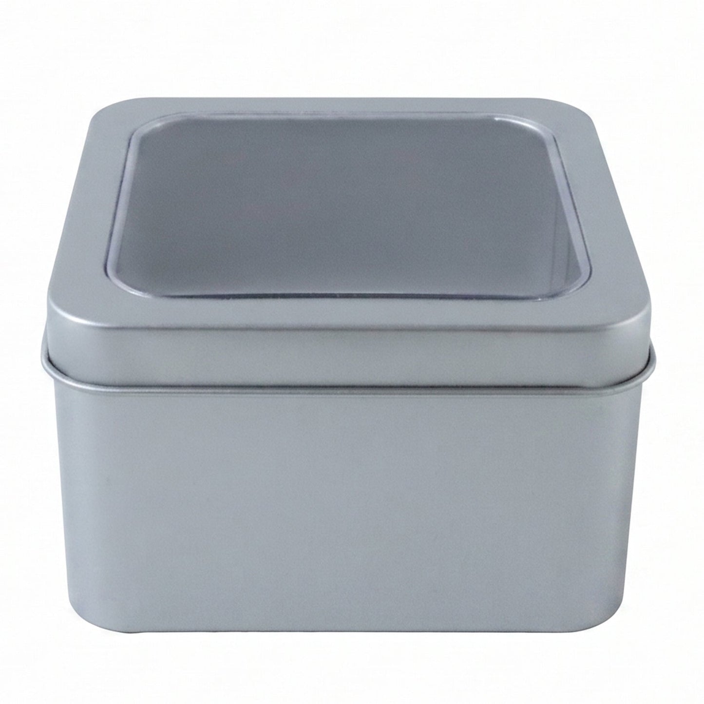 Stylish silver gift box with transparent lid, ideal for chocolates and jewelry