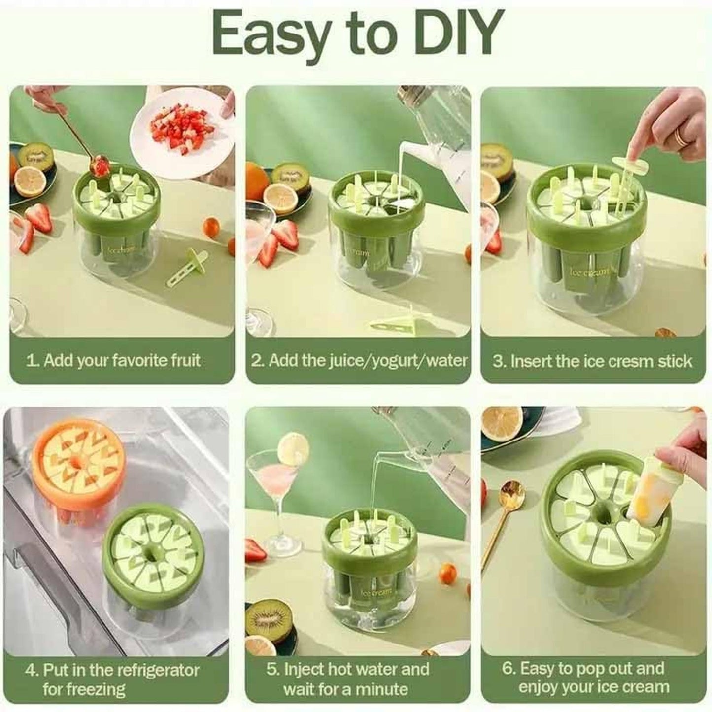 Plastic Ice Candy Maker 8 Mold Set