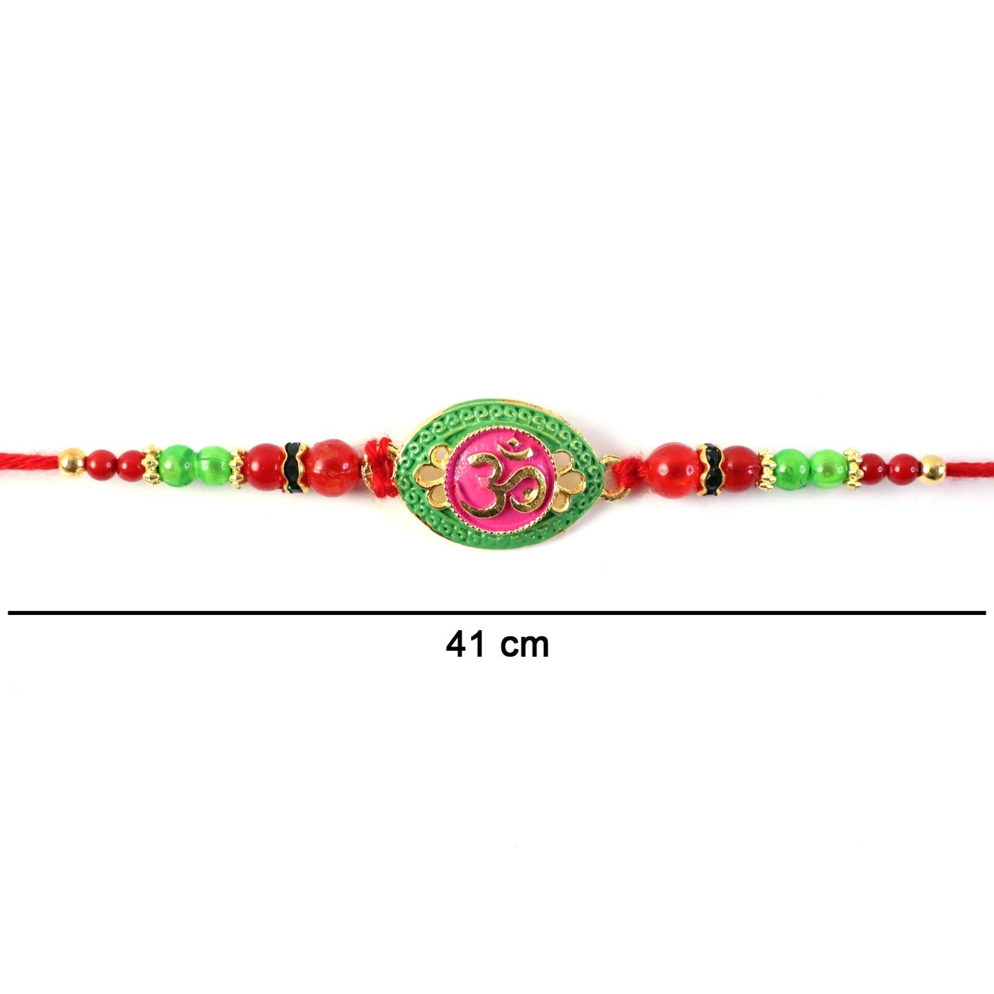 Lightweight oval Rakhi with OM motif and comfy thread