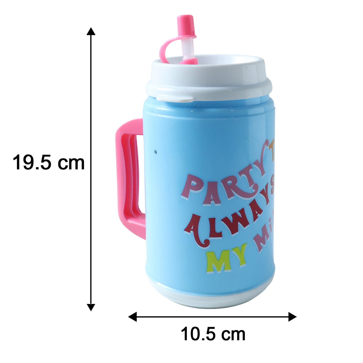 Big Plastic Insulated Mug With Straw 1 Pc 709 ML