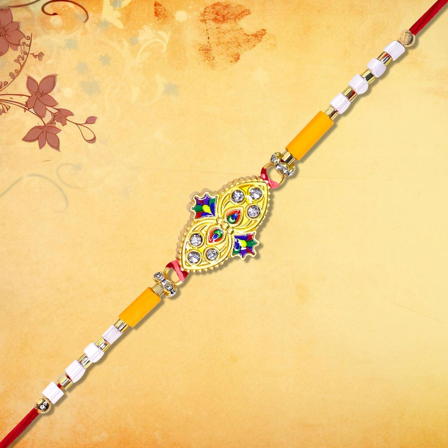 Close-up of Floral Petal Rakhi showing intricate handcrafted floral design symbolizing sibling love