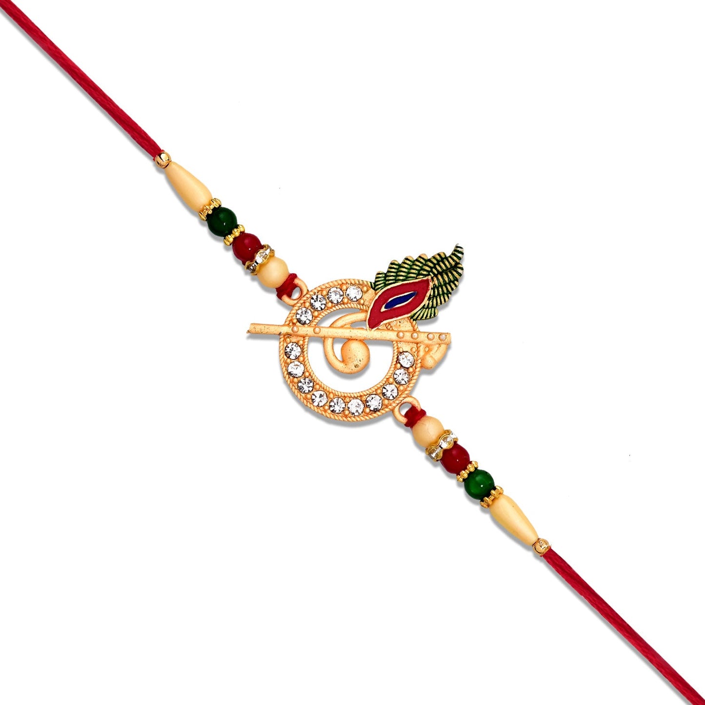 Traditional Rakhi with Lord Krishna motif and beadwork