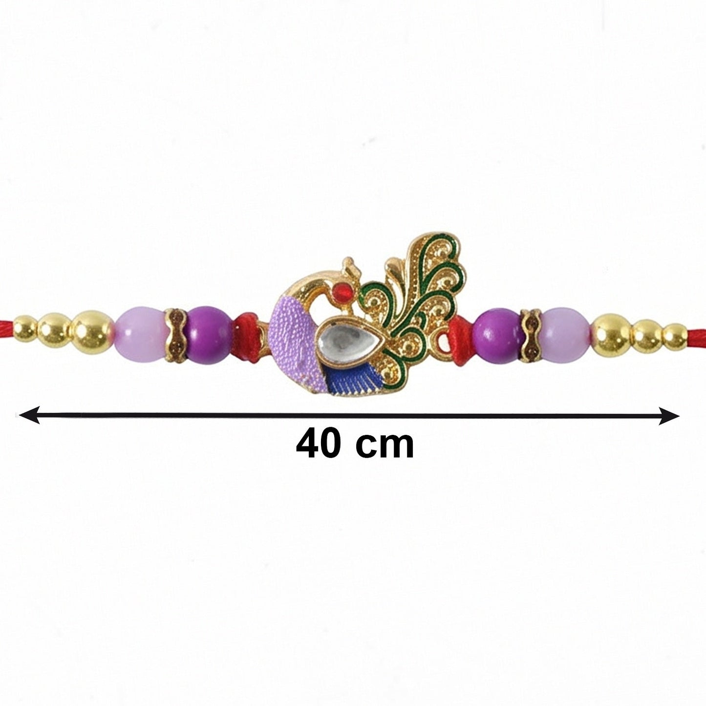 Decorative thread Rakhi with beads and vibrant colors