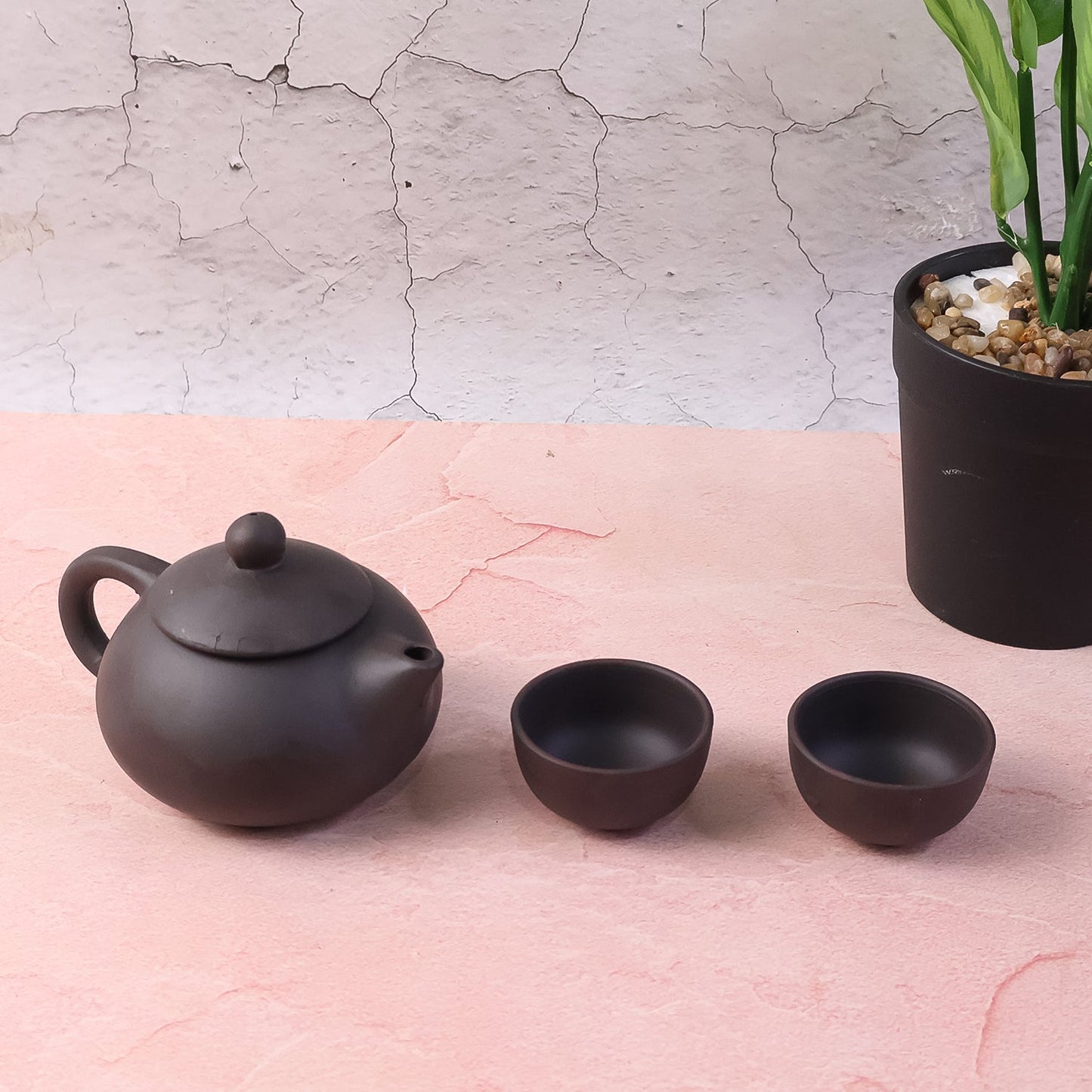 Premium Black Clay / Ceramic Tea Set with Teapot & 4 Cups