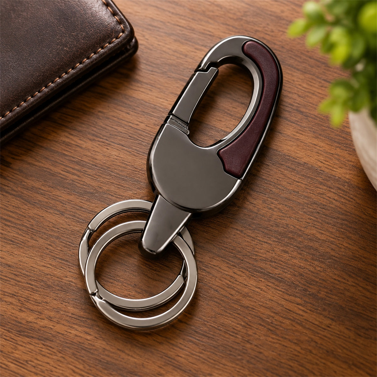 Premium Dual Ring Metal Key Holder with Rotating Swivel (1 Pc)