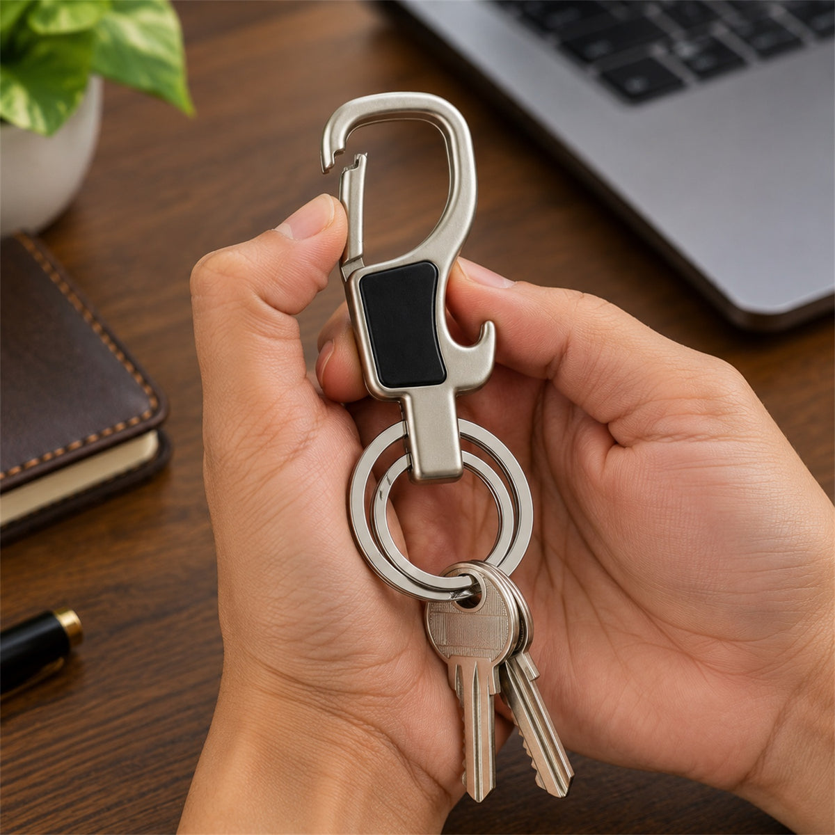 Premium Stainless Steel Carabiner Keychain with Secure Locking Clip 1 Pc