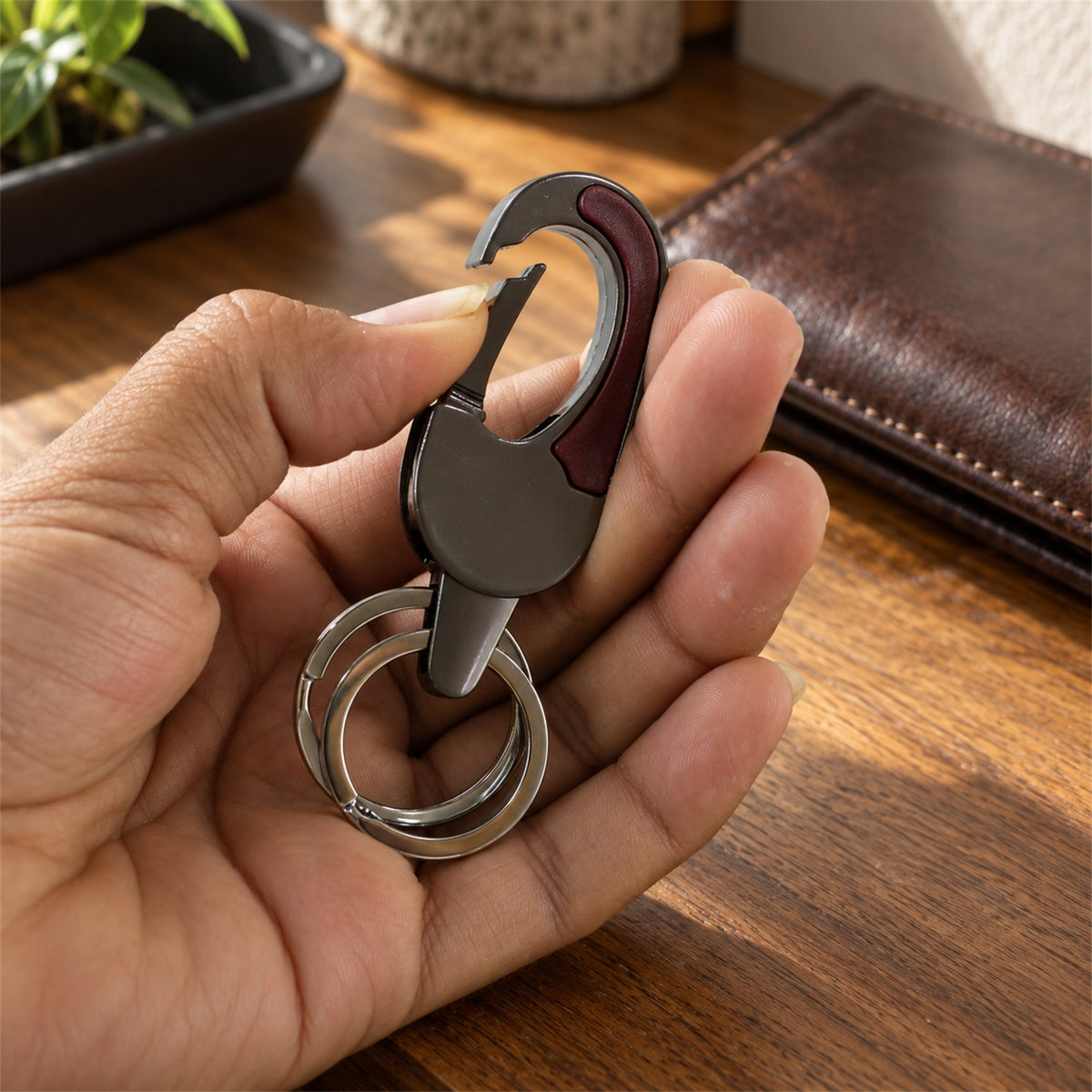 Premium Dual Ring Metal Key Holder with Rotating Swivel (1 Pc)