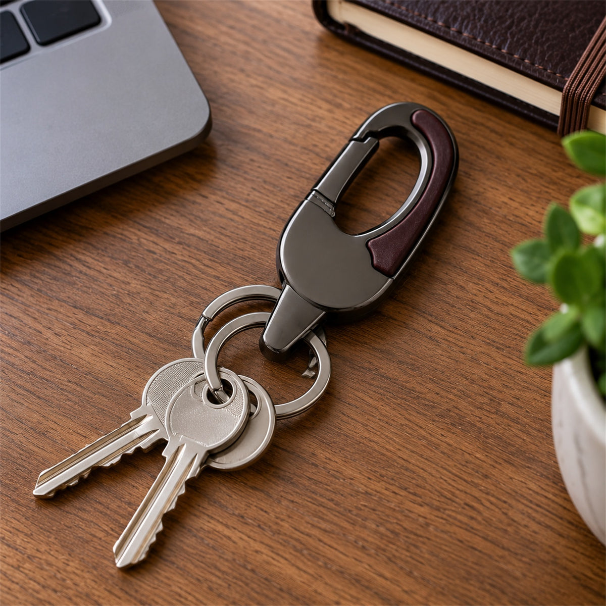 Premium Dual Ring Metal Key Holder with Rotating Swivel (1 Pc)