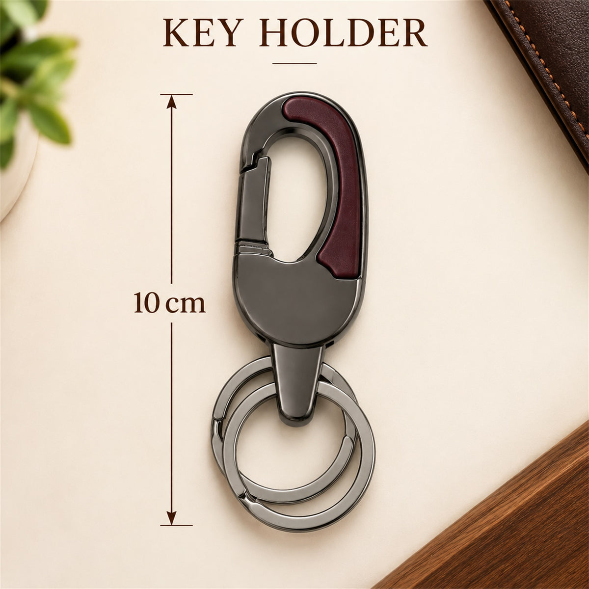 Premium Dual Ring Metal Key Holder with Rotating Swivel (1 Pc)
