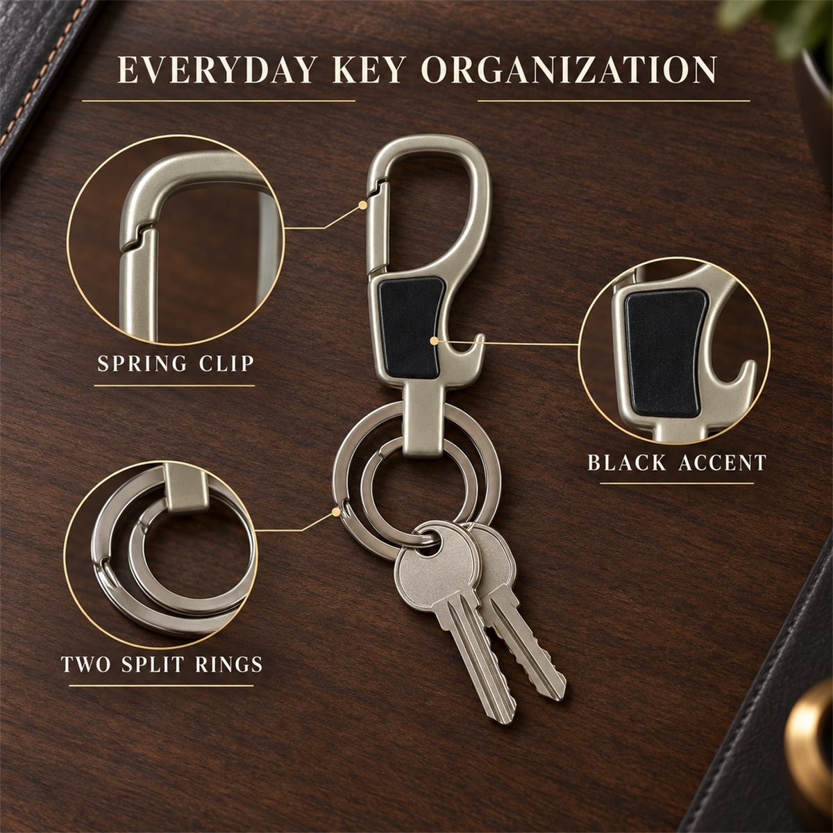 Premium Stainless Steel Carabiner Keychain with Secure Locking Clip 1 Pc