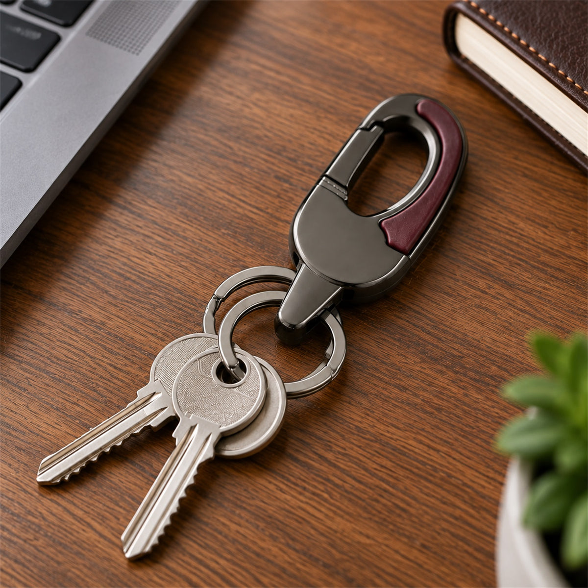 Premium Dual Ring Metal Key Holder with Rotating Swivel (1 Pc)