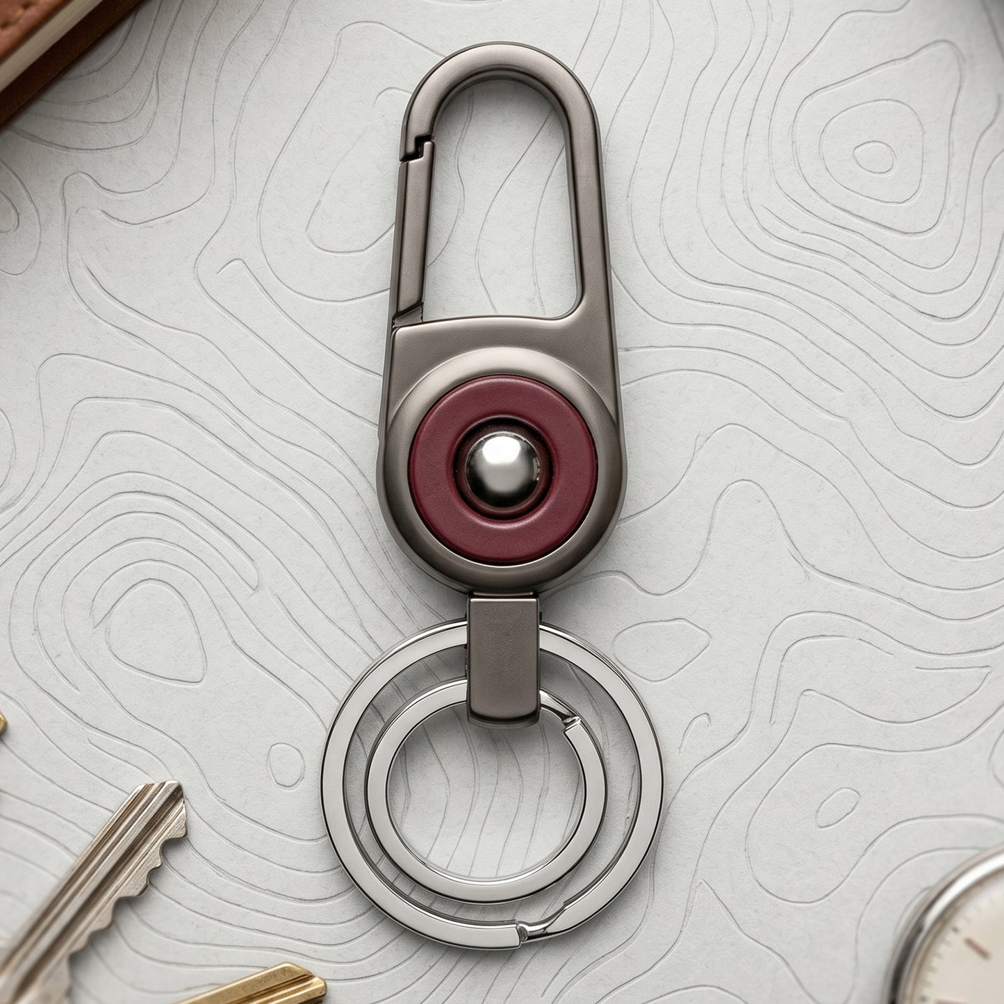 Premium Heavy Duty Metal Key Holder with Locking Carabiner Clip (1 Pc)