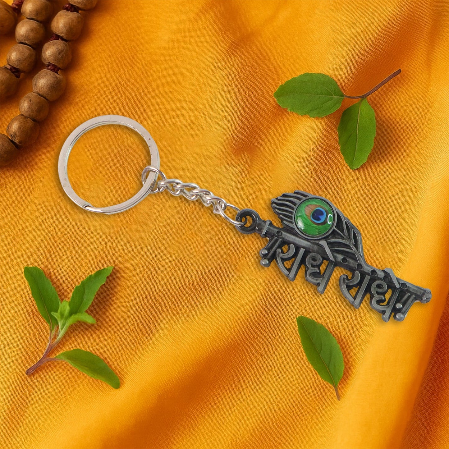 Stylish Radha Krishna “Radhe Radhe†Metal Keychain (1 Pc)
