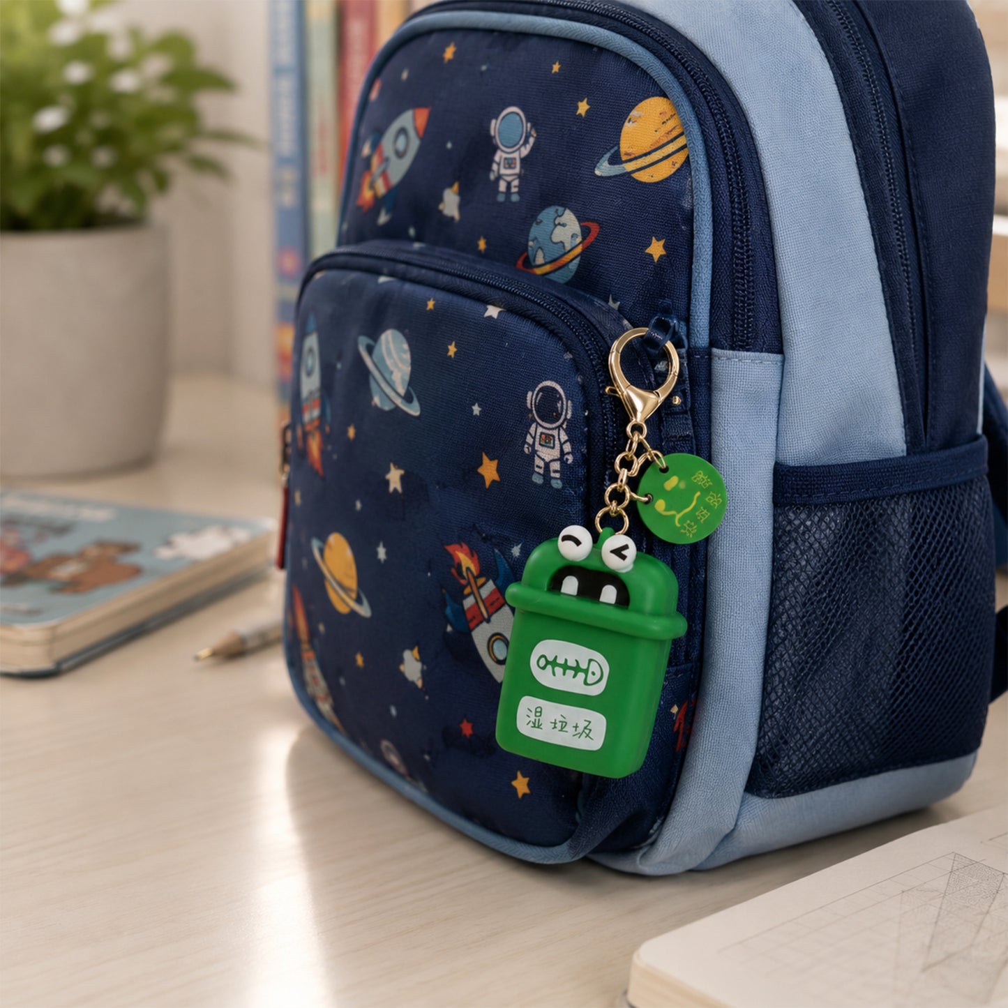 Trash Can Keychain Recycle Can Keyring Novelty Keychain Garbage Classification keyholder for and Adults