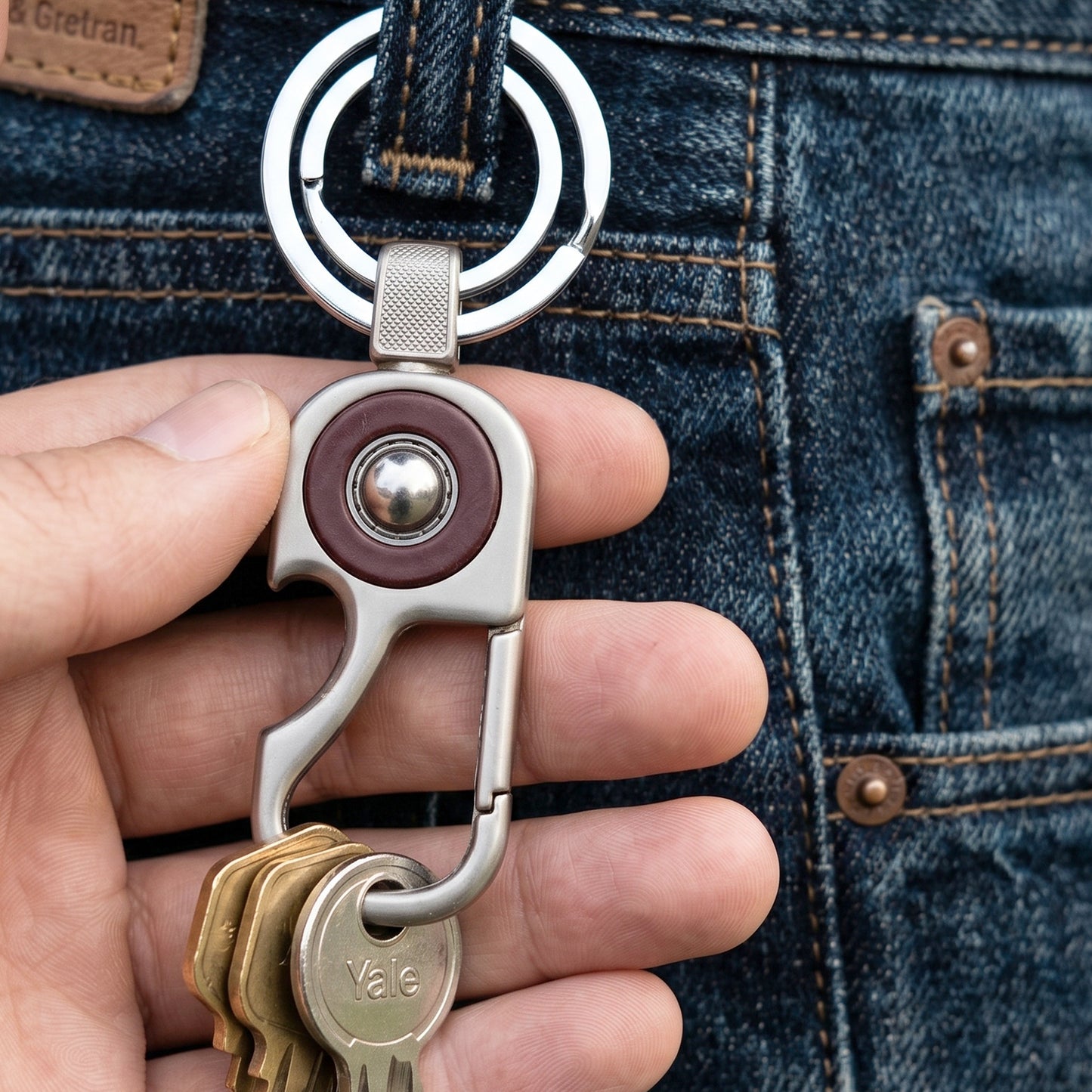 Heavy Duty Metal Key Holder with Secure Lock Keychain (1 Pc)