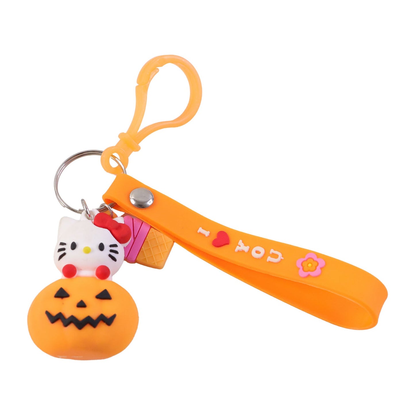 Cute Cartoon Kitty Pumpkin Keychain (1 Pc)