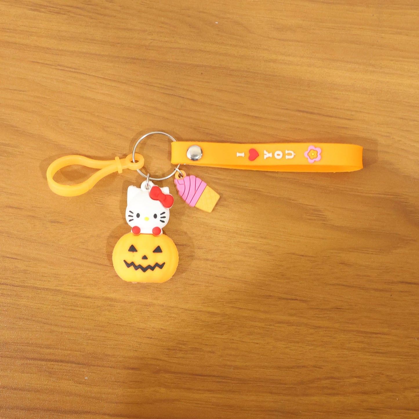 Cute Cartoon Kitty Pumpkin Keychain (1 Pc)