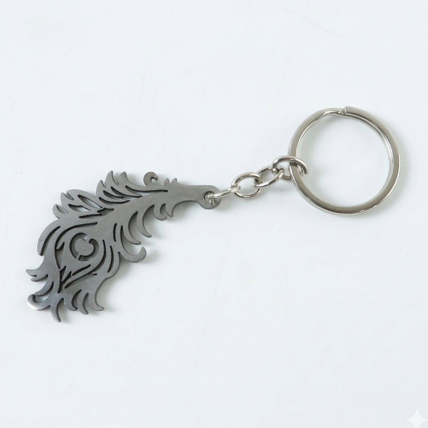 Premium Metal Morpich Feather Design Keychain 1 Pc