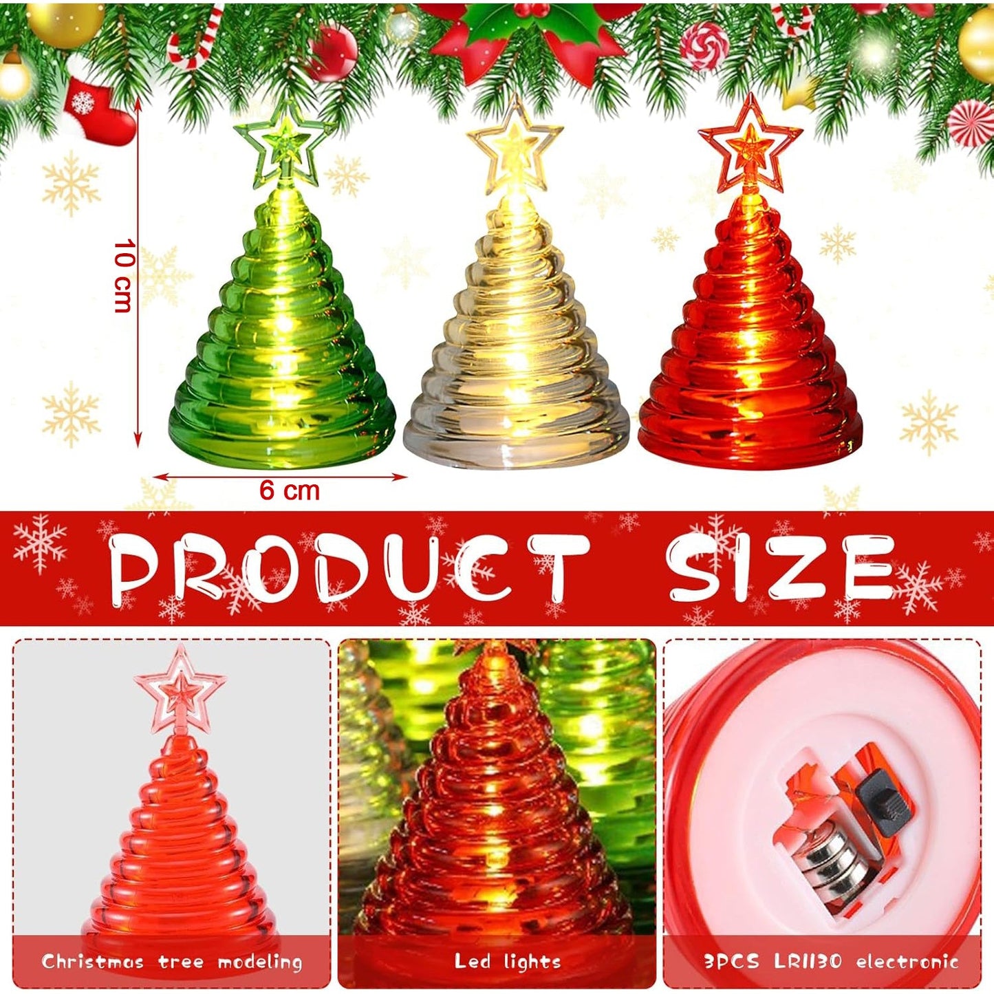 Christmas Tree Shape LED Decorative Lights (12 Pc)
