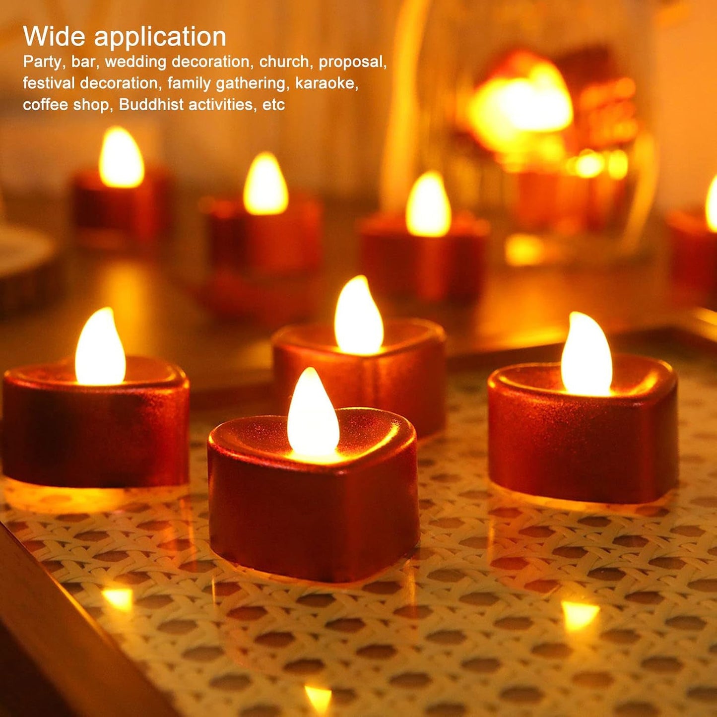 Heart Shaped LED Tea Light Candles (Mix Color / 12 Pc)