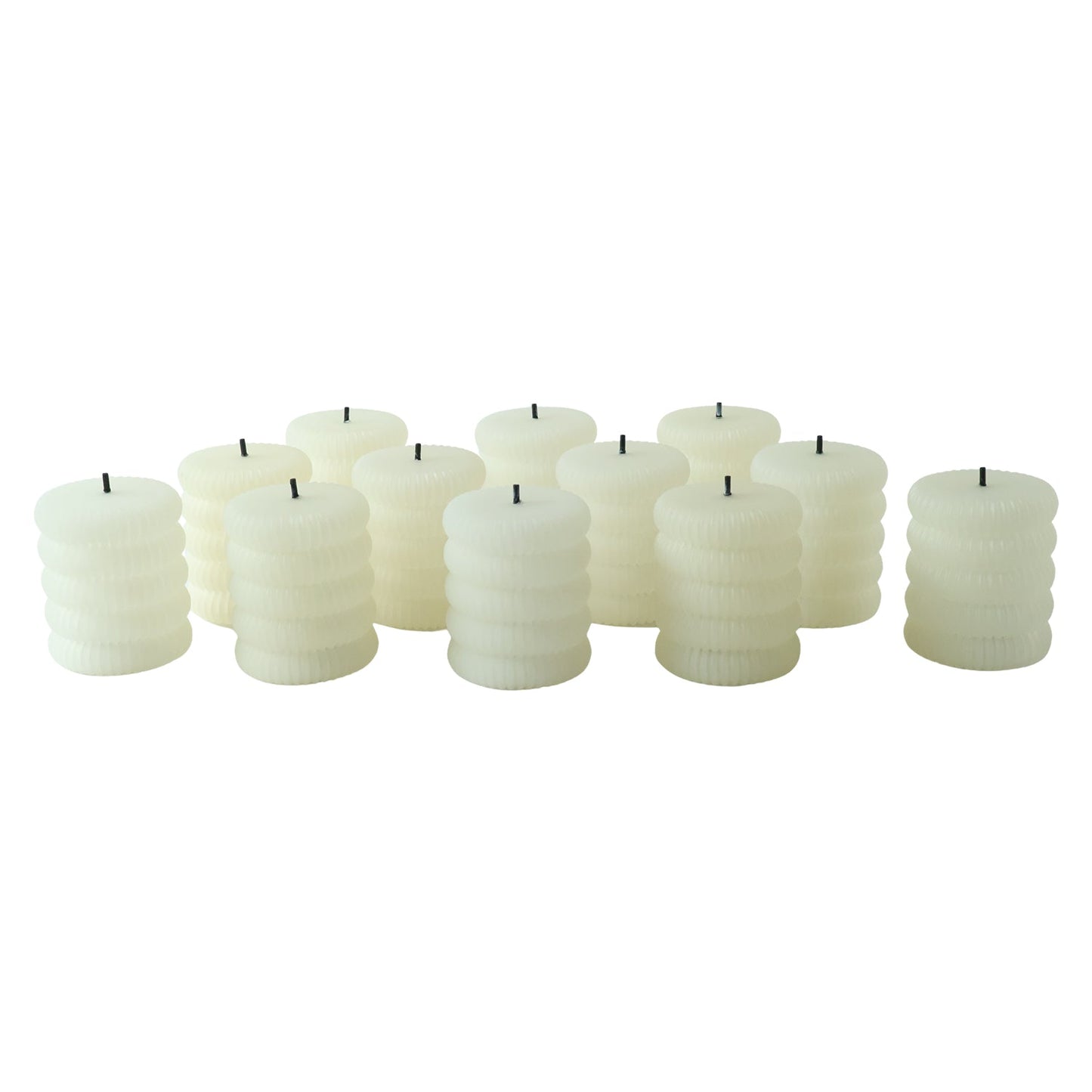 Decorative Flameless LED Candle Set Ribbed Pillar Warm Glow Light (12 Pc)