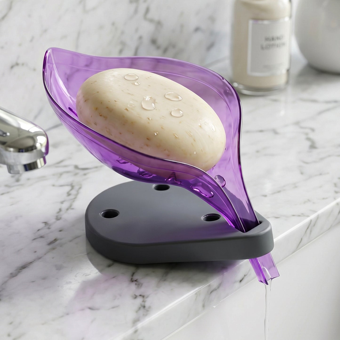 Leaf Shape Soap Tray Holder with Drain Design Bathroom Soap Stand Dish (1 Pc)