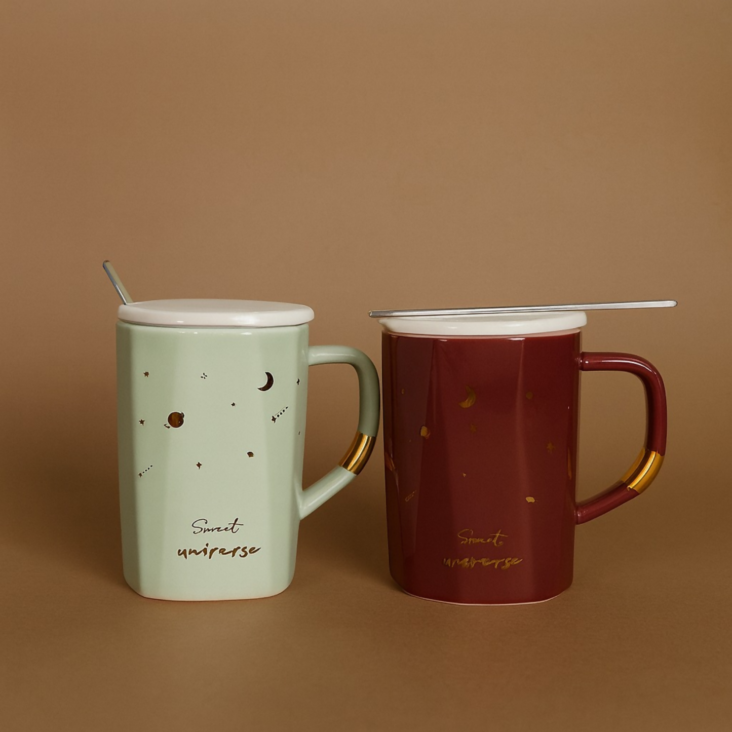 Premium Ceramic Secret Universe Mug with Gold Handle Accent (Mix Design)