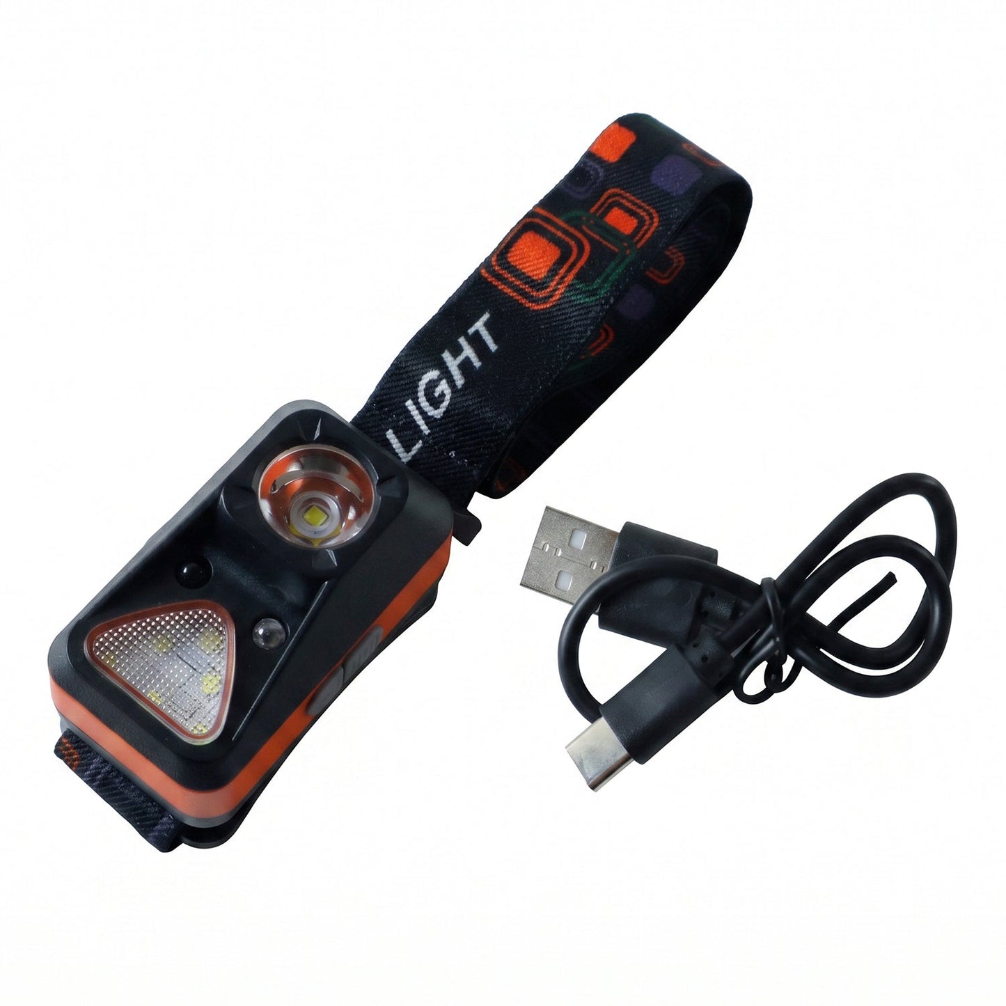 Inductive LED head lamp on white background