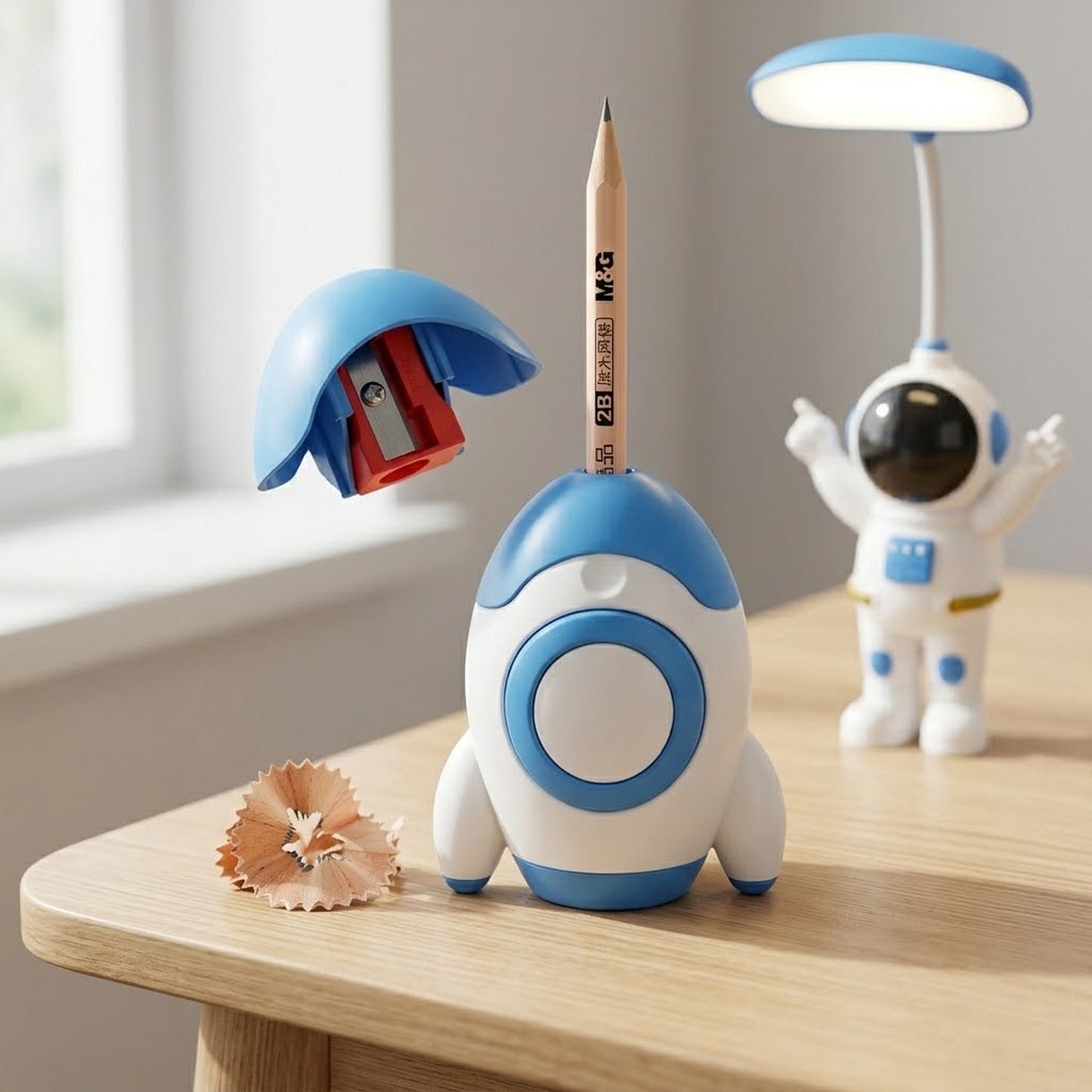 Kids Astronaut LED Study Table Lamp with Built-In Pencil Sharpener (1 Set)