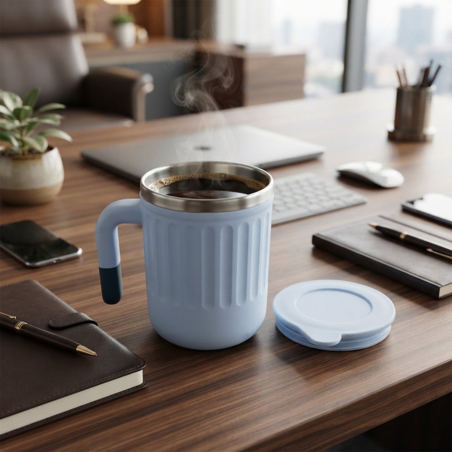 Close up of the mug lid and drinking opening