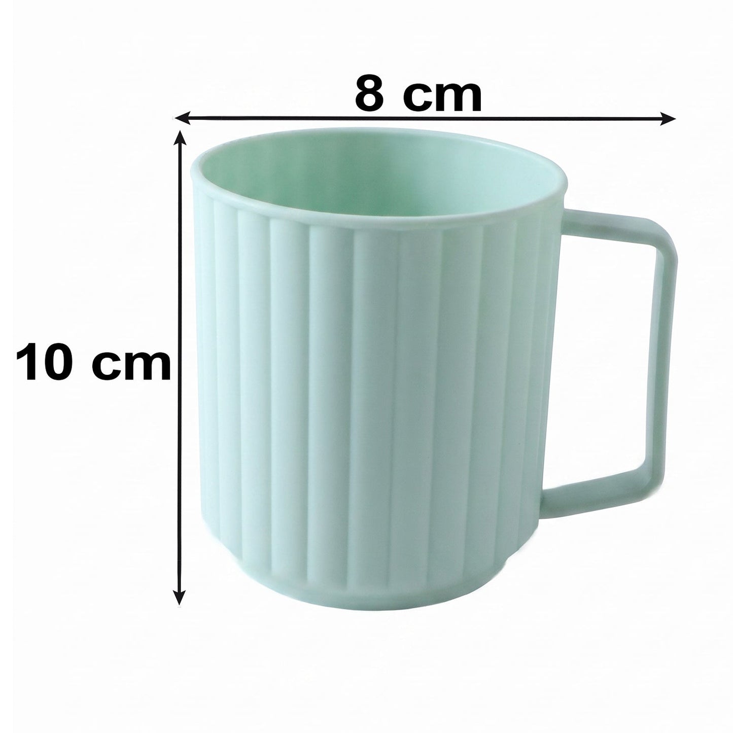 Plastic drinking mug capacity and size details