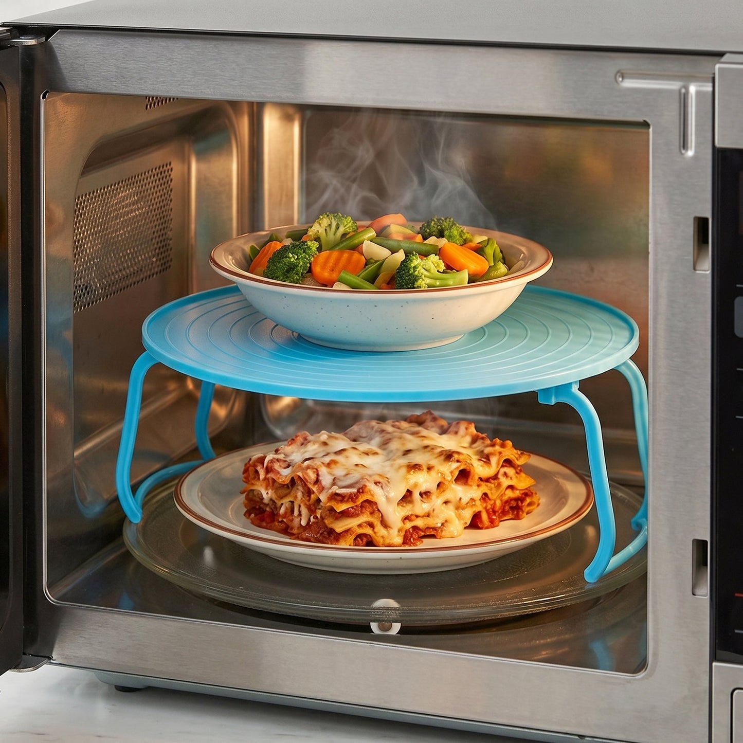 Decorative Non-Slip Plastic Serving Tray with Stand (1 Pc)