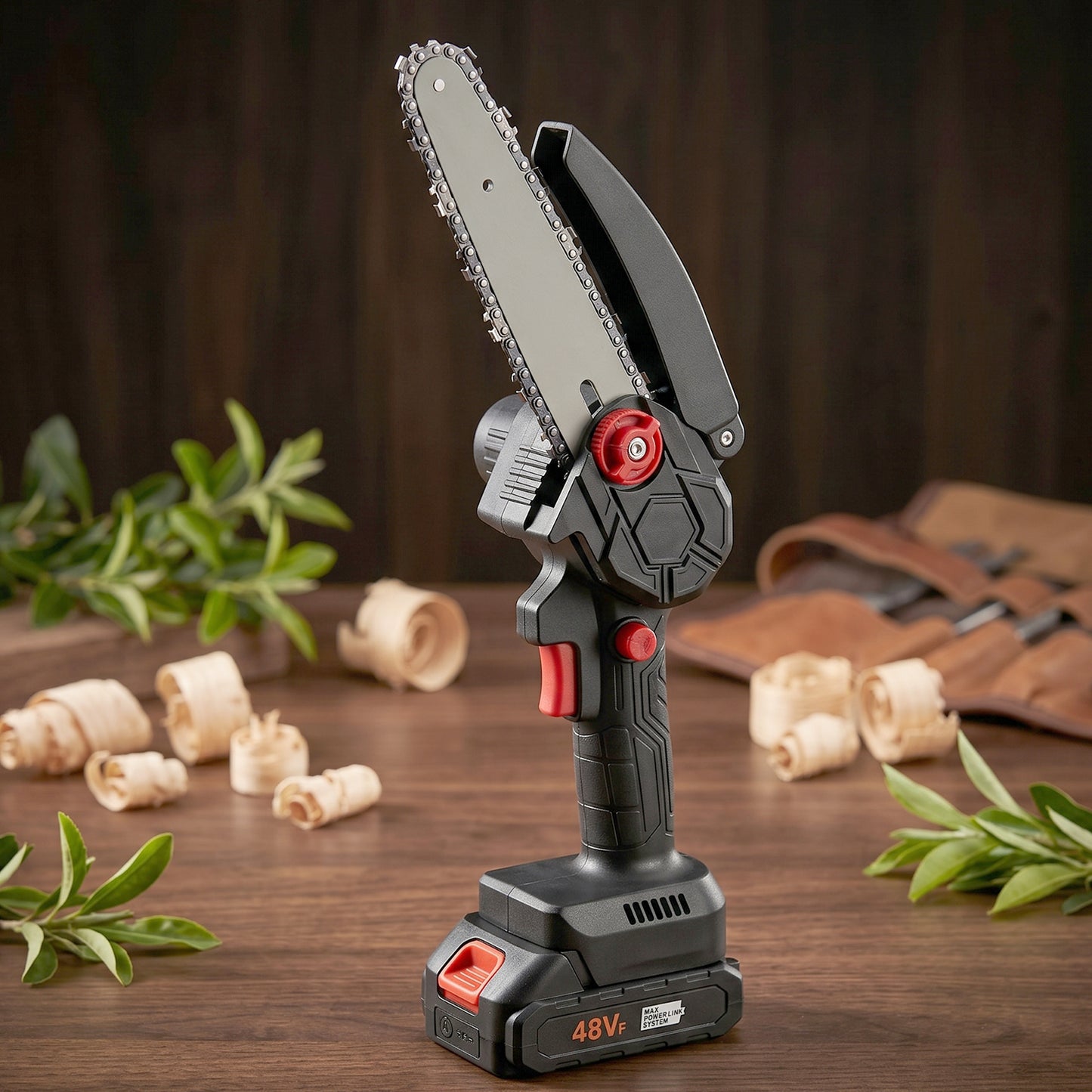 Mini Electric Cordless Chainsaw (1 Set, 48V, Blade size 18 Cm)