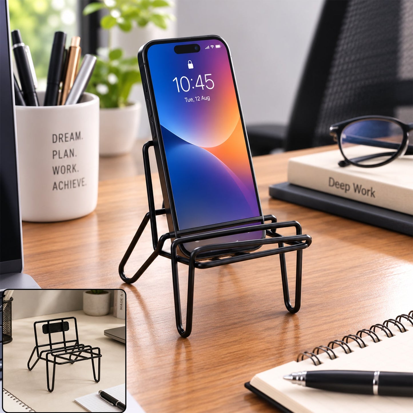 Apex chair design mobile holder stand in metal wire