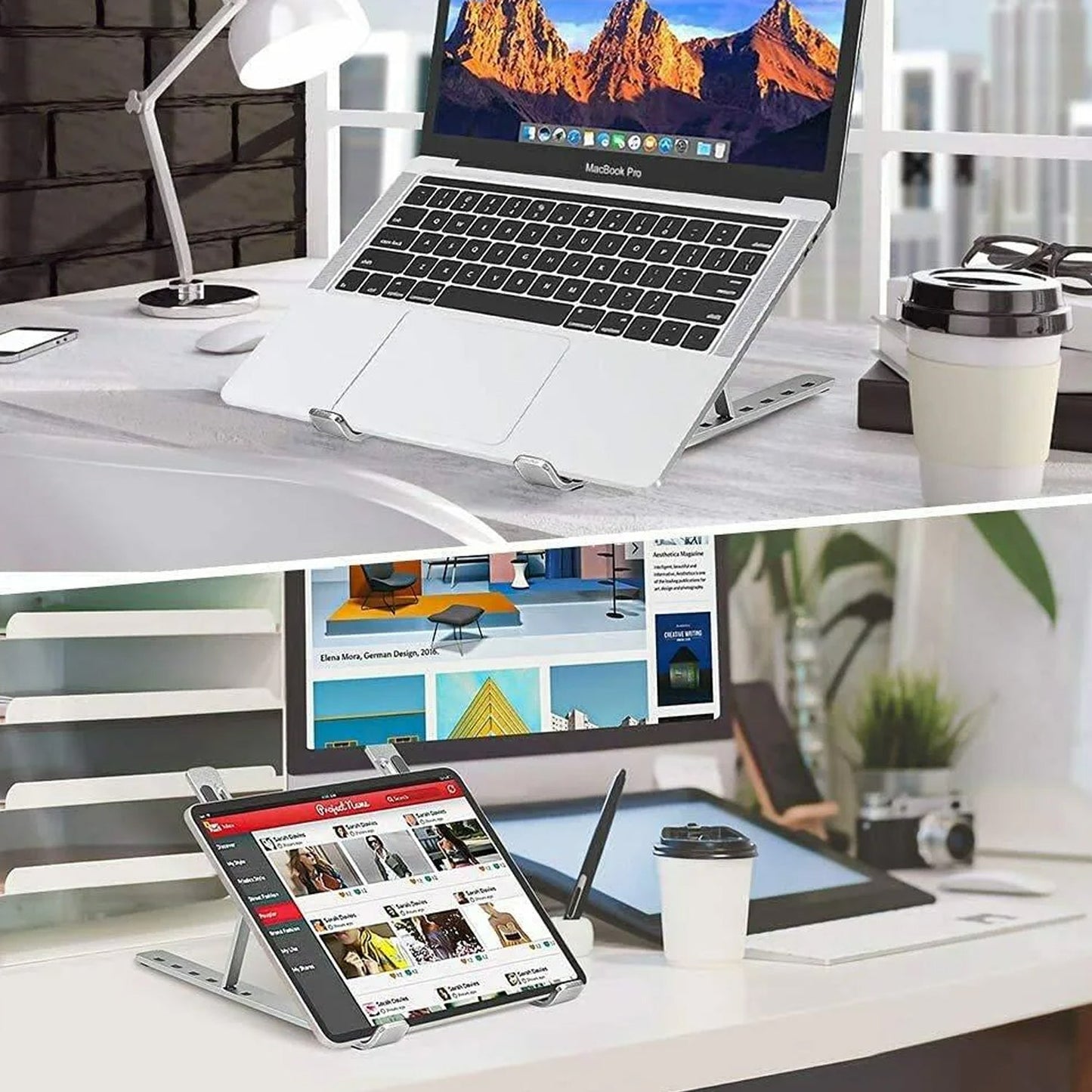 Adjustable Foldable Aluminium Laptop Stand (1 Set)