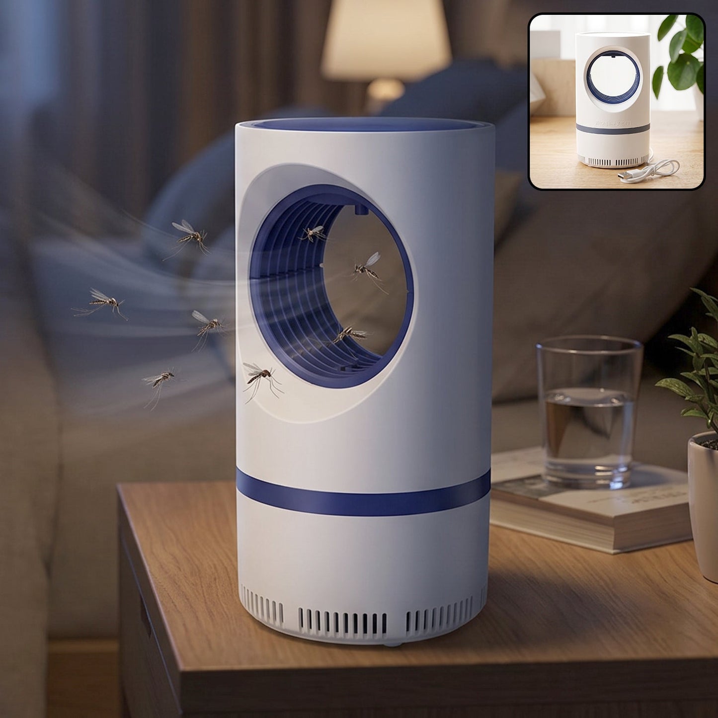 Indoor insect killer with UV attraction and suction fan