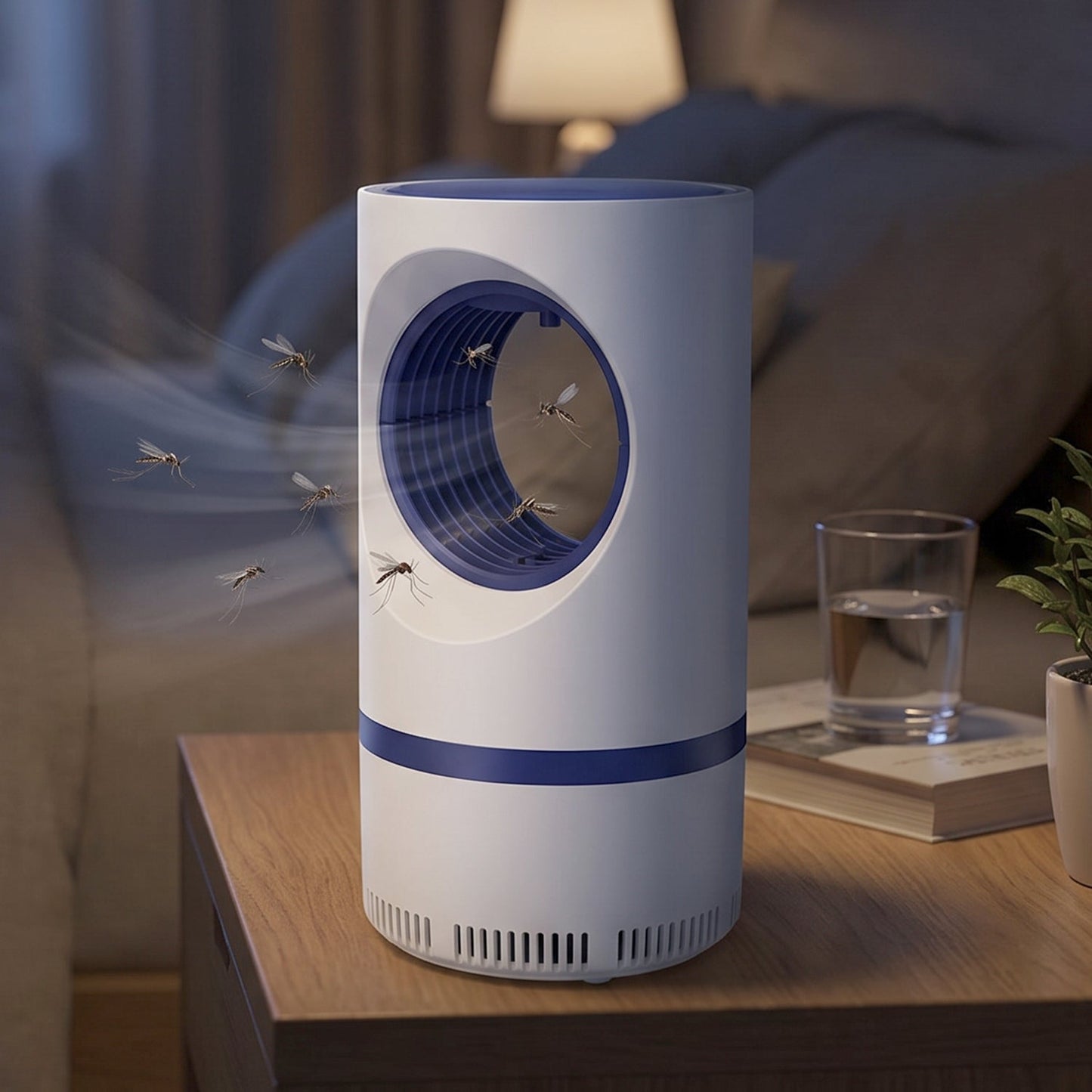 Compact mosquito trap lamp for kids rooms and nurseries
