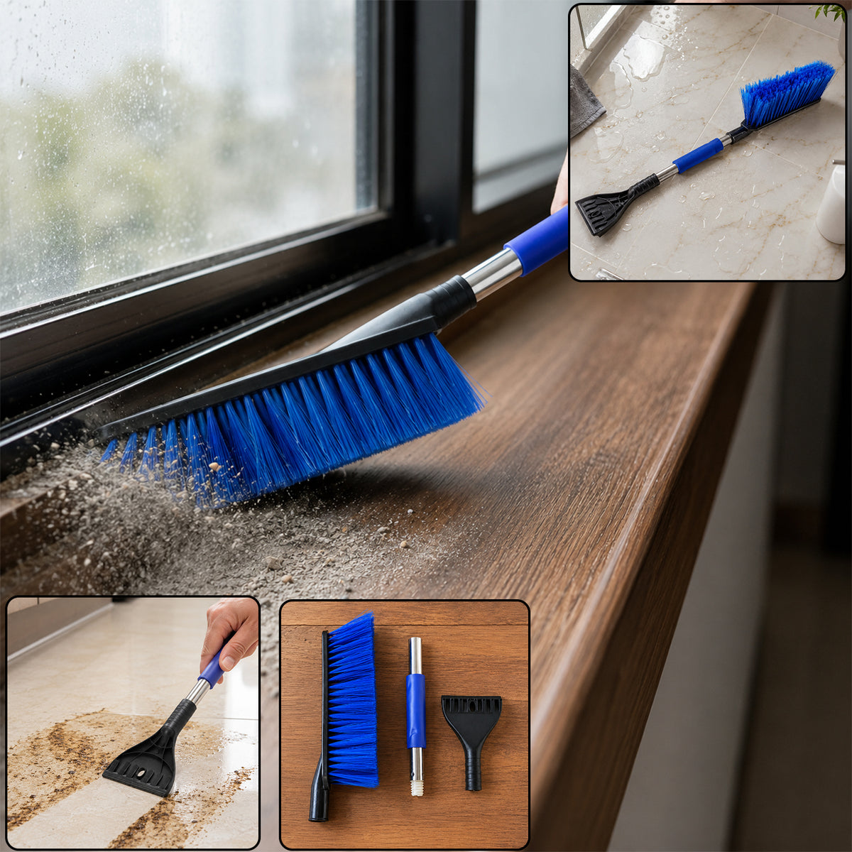2 In 1 Multipurpose Cleaning Brush with Scraper (1 Pc, 69 Cm Long)
